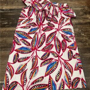 J. Crew Pink and Multicolor Leaf Print Mini Dress